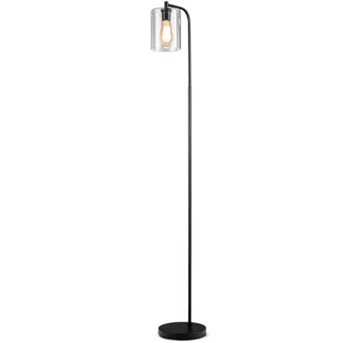 COSTWAY 168cm Stehlampe modern, Stehleuchte mit Fußschalter, E27-Glühlampensockel und Glaslampenschirm, Leselampe für Wohnzimmer, Arbeitszimmer, Schlafzimmer