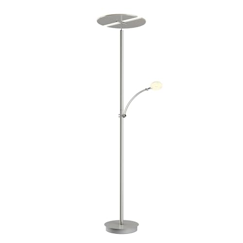 Lucande LED Stehlampe 'Anniki' dimmbar (Modern) in Alu aus Metall u.a. für Wohnzimmer & Esszimmer, Wohnzimmerlampe, Stehleuchte, Floor Lamp, Deckenfluter, Standleuchte, Wohnzimmerlampe