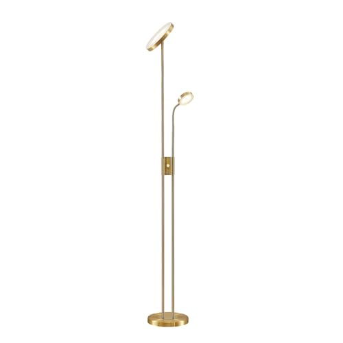 Lindby LED Stehlampe 'Seppa' dimmbar (Modern) in Gold/Messing aus Metall u.a. für Wohnzimmer & Esszimmer (2 flammig,) - Wohnzimmerlampe, Stehleuchte, Floor Lamp, Deckenfluter, Standleuchte