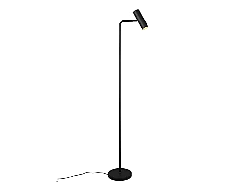Edle LED Stehlampe Metall in Schwarz matt mit schwenkbarem Spot, Höhe 151 cm