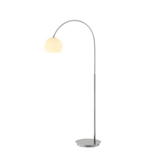 Lindby Stehlampe 'Cynthia' (Modern) in Weiß aus Glas u.a. für Wohnzimmer & Esszimmer (1 flammig, E27) - Bogenlampe, Stehleuchte, Floor Lamp, Standleuchte, Wohnzimmerlampe, Wohnzimmerlampe