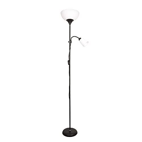 Bel Air Home - Varese Stehleuchte aus Metall - 178 cm - mit 1xE27-1xE14 Lampenfassung für eine elegante Beleuchtung und eine gemütliche Atmosphäre im Wohnzimmer (GLÜHBIRNE NICHT ENTHALTEN) (schwarz)