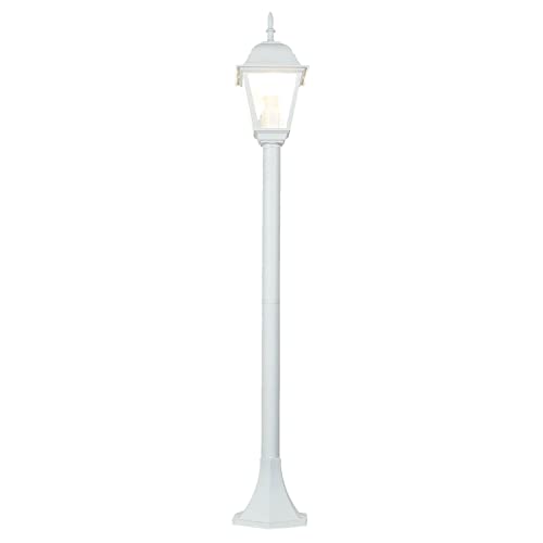Licht-Erlebnisse Stehlampe Outdoor TIROL Weiß Aluminium Glas H:103cm E27 Vintage Wegeleuchte Straßenlaterne Garten Terrasse