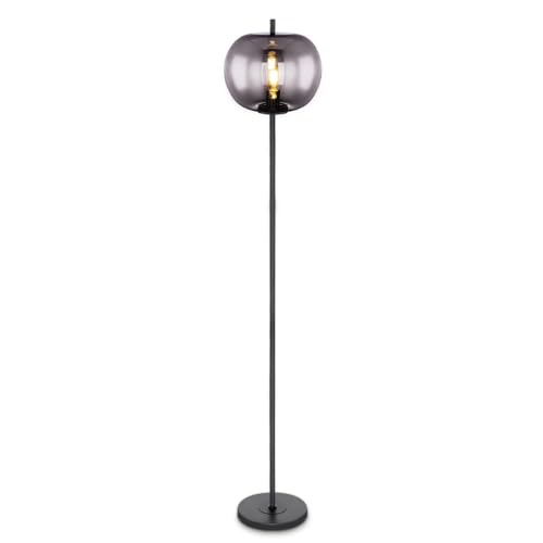 bmf-versand® Rauchglas Stehleuchte Wohnzimmer - LED Stehlampe höhe 160 cm Glas in schwarz - Deckenfluter inklusive Schalter - Elegante Standlampe Wohnzimmer Leselampe Bodenlampe