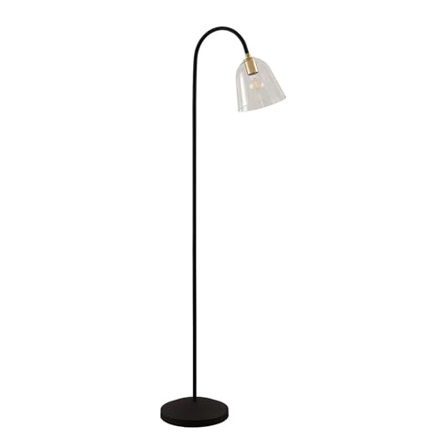 Lucande Stehlampe 'Anjita' (Retro, Vintage, Antik) in Schwarz aus Glas u.a. für Wohnzimmer & Esszimmer (1 flammig, E27) - Design Stehleuchte, Floor Lamp, Standleuchte, Wohnzimmerlampe, Wohnzimmerlampe