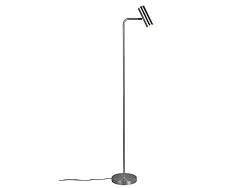 TRIO Beleuchtung Edle LED Stehlampe Metall in Silber matt mit schwenkbarem Spot, Höhe 151 cm