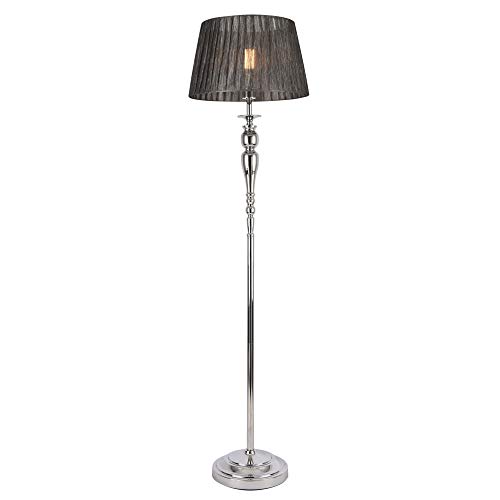 lux.pro Stehleuchte 'Lingen' 151cm Stehlampe 1xE27 max. 60W Standleuchte Stand Lampe Metall Chrom/Grau