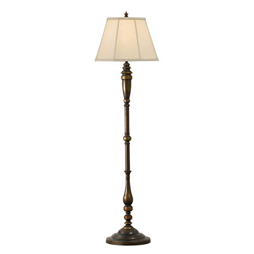 Licht-Erlebnisse Wohnzimmer Stehlampe HELISSENT 157,5 cm Stoffschirm wohnlich in Bronze antik E27 Stehleuchte Sofa