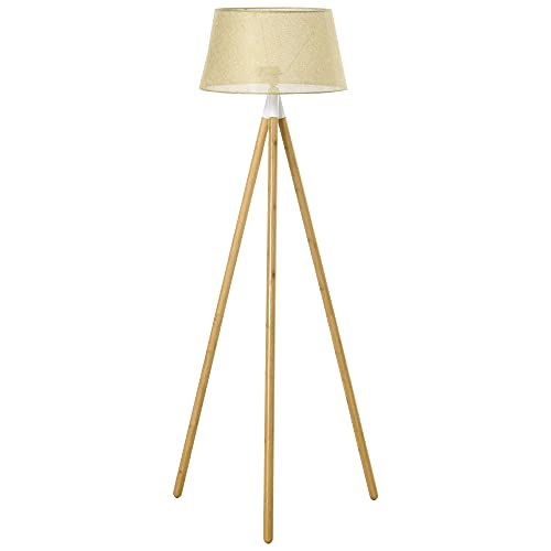 HOMCOM Stehlampe Stehleuchte Standleuchte mit Bambus Holz-Stativ modern künstlerisch für das Wohnzimmer Schlafzimmer PVC ABS 67x 67 x 154 cm