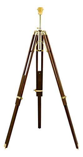 Stehlampe Stativ Lampe,Schirmlampe,Lampens chirm,max. Höhe 146cm Holz/Messing,Dreibein