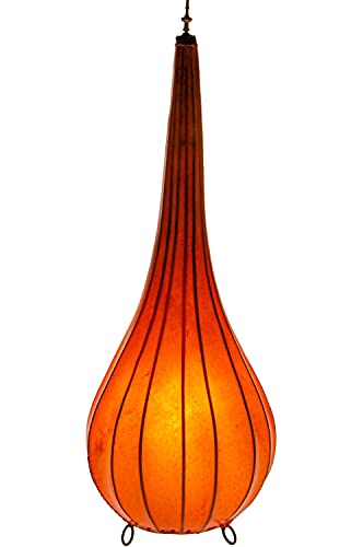 Orientalische Stehlampe Roana 75cm Lederlampe Hennalampe Lampe | Marokkanische Große Stehlampen aus Metall, Lampenschirm aus Leder | Orientalische Dekoration aus Marokko, Farbe Orange