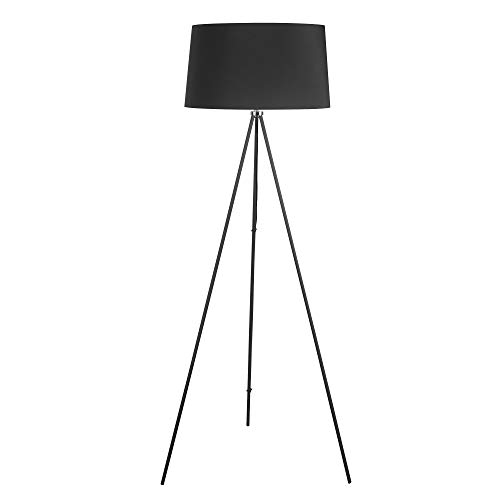 HOMCOM Stehlampe Tripod Schlafzimmer Standleuchte Stehleuchte 40 W Skandinavisch Stoff + Metall schwarz ?73 x 156 cm