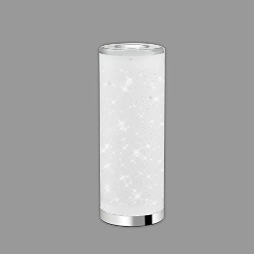 Briloner Leuchten - LED Tischleuchte, Tischlampe Sterneneffekt, inkl. Schnurschalter, 5 Watt, 400 Lumen, 3.000 Kelvin,Kunststoff , Weiß-Chrom, 352x131mm (HxD), 7332-018