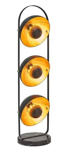 Lindby Stehlampe Schwarz Gold, Bodenlampe Metall mit Fußschalter, Stehleuchte 3 flammig E27 Fassung max. 60W, ohne Leuchtmittel