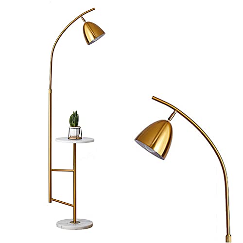 FAZRPIP Moderne kreative Stehlampe mit Tisch, Stehlampen mit Marmorböden, geeignet für Wohnzimmer, Büro, Schlafzimmer-E26-Glühbir ne-Goldenes Finish
