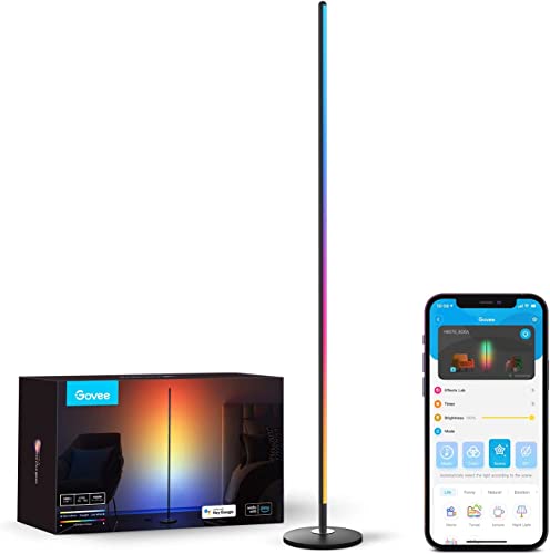 Govee Stehlampe, WiFi RGBIC Standleuchte, funktioniert Alexa Google Poistant, App Steuerung, 16 Millionen Farben, 58 Szenenmodi, Musikmodi, DIY Modus für Schlafzimmer Gaming Schwarz