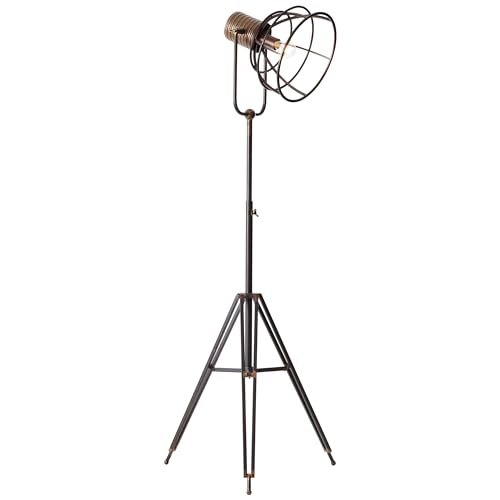 Brilliant Dreibein-Stehlampe - höhenverstellbare Standleuchte mit Fußschalter - 1,5-1,7m Höhe einstellbar - 68cm Durchmesser - mit schwenkbarem Kopf - Metall in schwarz stahl