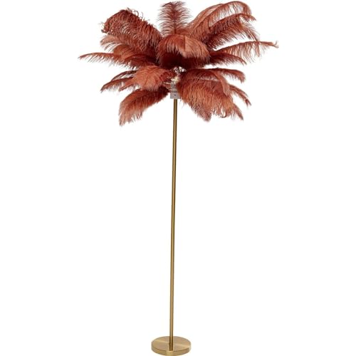 Kare Design Stehleuchte Feather Palm Rusty, Rot, 165cm, Stehlampe für Wohnzimmer, Bodenlampe, Dekoleuchte, Leuchtmittel nicht inklusiv