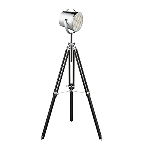 Licht-Erlebnisse Designer Strahler aus Metall, chrom, schwarz, Höhe 150cm, E27 max. 60W, Stehleuchte Stehlampe Wohnzimmerlampe