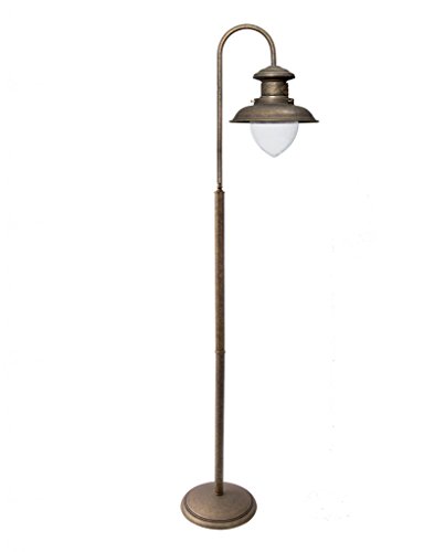 Licht-Erlebnisse Stehlampe Vintage Echt-Messing Antik Bronze E27 Design Handarbeit Premium Stehleuchte Wohnzimmer Flur