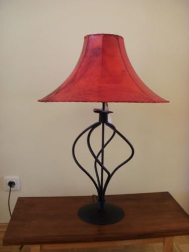AURUM Design Ziegenleder Stehlampe Lederlampe Leder Leuchte 73 cm hoch (rot)