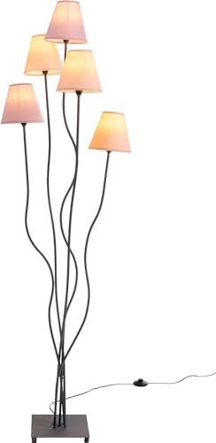 Kare Design Stehleuchte Flexible Berry Cinque, Retro Design, Stehlampe, Wohnzimmer, dezente Leselampe, Standleuchte, bunte Stoffschirmen (pink, lila, rose), (H/B/T) 163x40x35cm