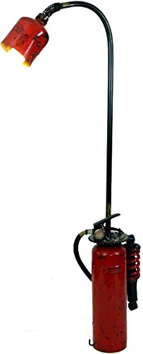 GURU SHOP Stehlampe/Stehleuchte, Industrial Style in 2 Größen, Upcycling Lichtobjekt aus Altmetall - Modell Fire-Fighter, Rot, Größe: 120 cm, Bunte, Exotische Stehleuchten