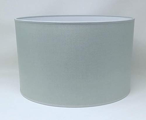 Zylinder Lampenschirm Baumwolle Stoff handgefertigt für Deckenleuchte, Tischleuchte, Stehlampe (Grau, 25 cm Durchmesser 20 cm Höhe)