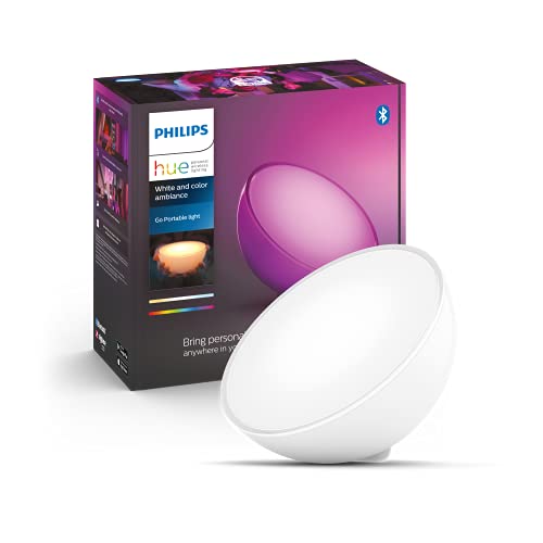 Philips Hue White & Col. Amb. LED Tischleuchte Go, dimmbar, 16 Mio. Farben, steuerbar via App, kompatibel mit Amazon Alexa (Echo, Echo Dot), Weiß, 1er Pack