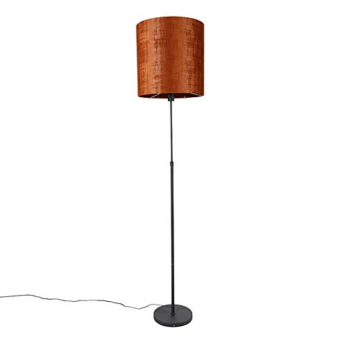 Qazqa - Modern Stehlampe schwarz Schirm rot 40 cm verstellbar - Parte I Wohnzimmer I Schlafzimmer - Stahl Länglich - LED geeignet E27