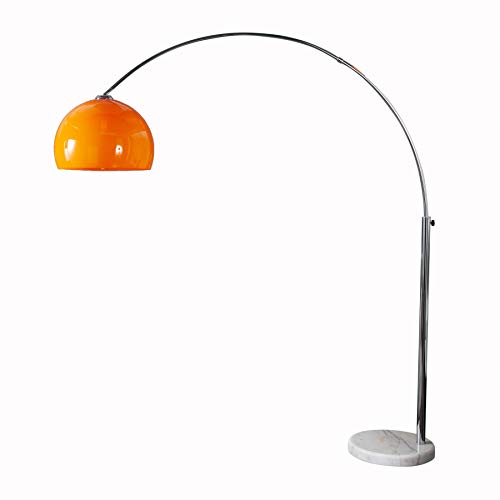 Design Bogenlampe LOUNGE DEAL orange mit weißem Marmorfuß 175-205cm ausziehbar Bogenleuchte