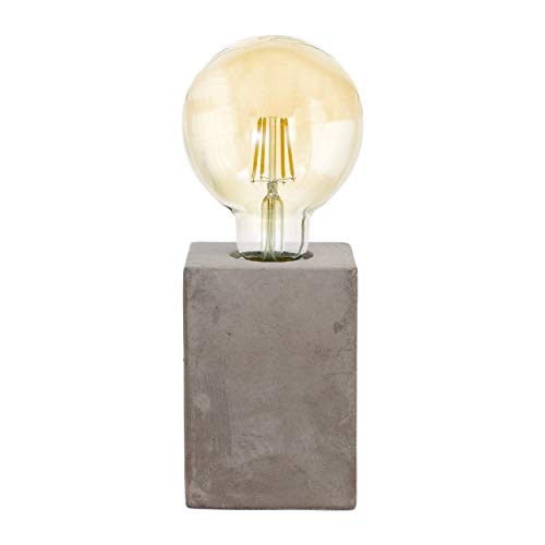 EGLO Tischlampe Prestwick, 1 flammige Tischleuchte Vintage, Industrial, Retro, Nachttischlampe aus Keramik in Grau, Lampe mit Schalter, E27 Fassung