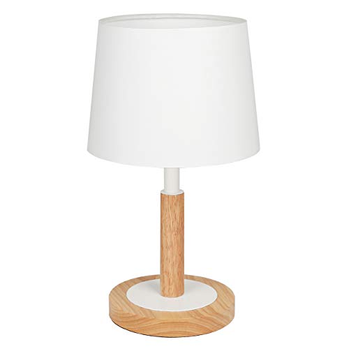 Tomons Nachttischlampe Dimmbar aus Holz, Moderne Stil, Schreibtischlampe Retro oder im Hotel oder Café   Weiss