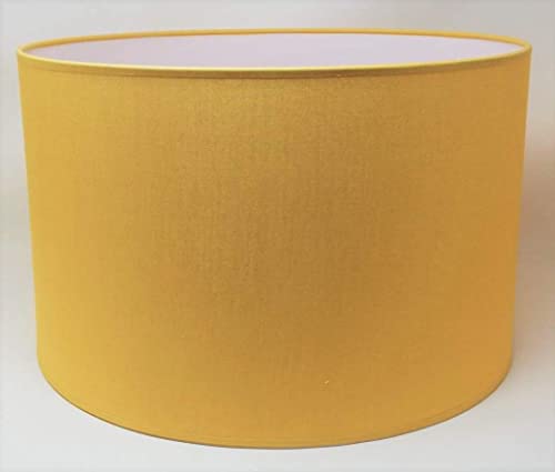 Zylinder Lampenschirm Baumwolle Stoff handgefertigt für Deckenleuchte, Tischleuchte, Stehlampe (Ocker, 25 cm Durchmesser 20 cm Höhe)