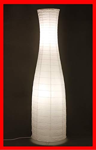 Trango 1231 Design Reispapier Stehlampe *SWEDEN* Papierlampe in Flaschenform Weiß, 125cm Hoch mit 2x E14 Lampenfassung und Trittschalter als Wohnzimmer Deco Lampe, Standleuchte ohne Leuchtmittel