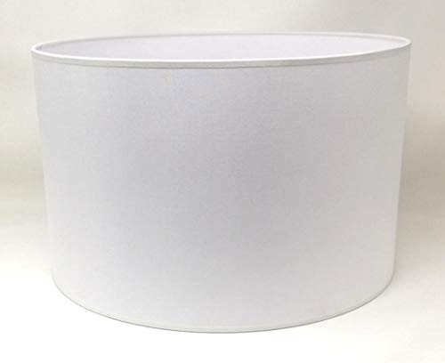 Zylinder Lampenschirm Baumwolle Stoff handgefertigt für Deckenleuchte, Tischleuchte, Stehlampe (Weiß, 25 cm Durchmesser 20 cm Höhe)