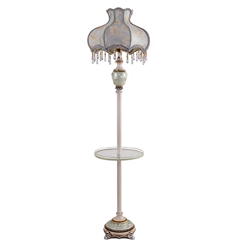 Augenschutz LED-Stehlampe mit Tablett/Tisch Rustikale französische Landhaus-Stehlampe Europäische helle warme Licht-vertikale Stehlampe für Wohnzimmer-Schlafzimmer Stehleuchte