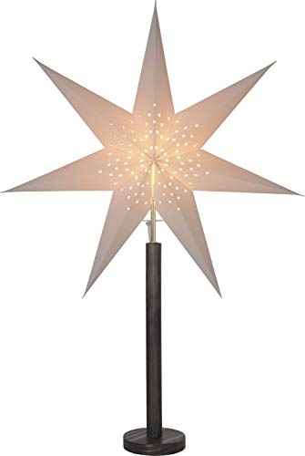 Stehlampe Weihnachtsstern Elice von Star Trading, 3D Papierstern Weihnachten mit Holz-Fuß Braun, Dekostern Stehleuchte mit Kabelschalter, E14, Höhe: 85 cm