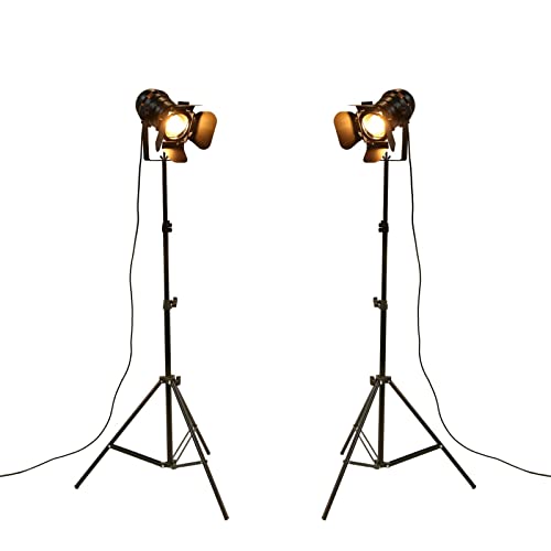 YUENSLIGHTING Industrielle schwarze Stativ-Stehlampe Standleuchten, 5 m Kabel mit Schalter Stehlampe Stativ Schwanenhals für Wohnzimmer Schlafzimmer Büro Bar Beleuchtung (2er Pack)