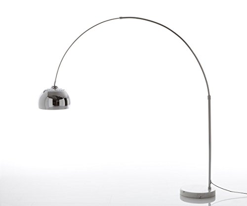 DELIFE Stehlampe Big-Deal XL Silber Weiss dimmbar höhenverstellbar Bogenleuchte