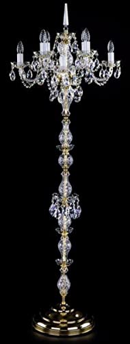 Casa Padrino Luxus Barock Kristall Stehleuchte Gold Ø 56 x H. 160 cm - Prunkvolle Stehlampe mit Böhmischem Kristallglas - Barock Kristall Leuchten