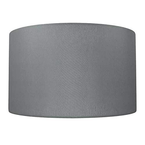 Lampenschirm Stehlampe groß KIROKA Stoff in Grau für Fassung E27 Ø50cm runder Leuchtenschirm Wohnzimmer