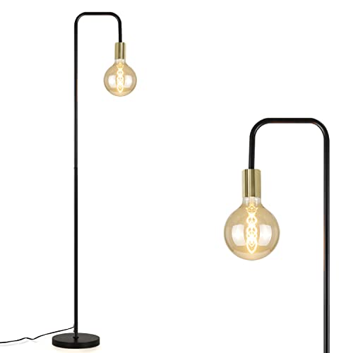 CBJKTX Schwarz Gold mit Fussschalter Stehleuchte Design Wohnzimmerlampe für Schlafzimmer Büro (Ohne Leuchtmittel)