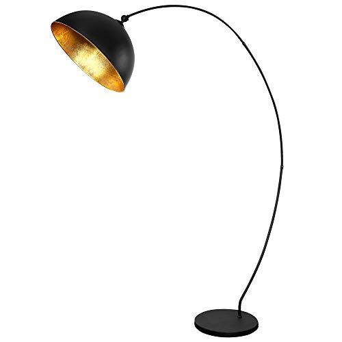 etc-shop Bogenleuchte Stehlampe schwarz gold Wohnzimmerlampe Beistellleuchte Schlafzimmer, mit schwenkbarem Schirm, 1x E27, LxH 115x182 cm