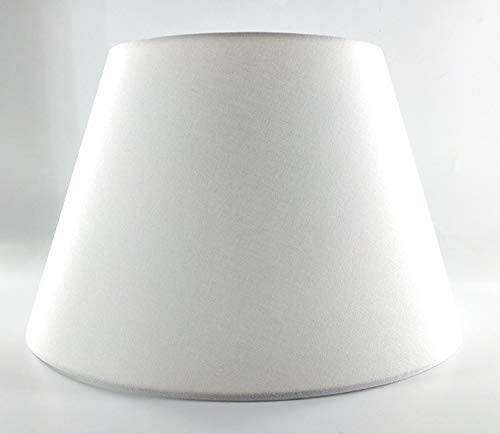 Lampenschirm-weiss-Leinen -rund-konische Form Ø 40cm