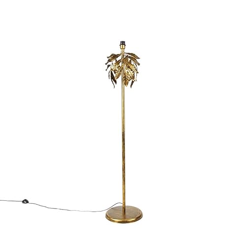 Qazqa - Klassisch I Antik Vintage Stehlampe Antik Gold I Messing 32 cm ohne Schirm - Linde I Wohnzimmer I Schlafzimmer - Stahl Länglich I Organisch - LED geeignet E27