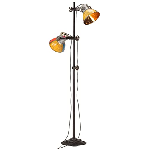 vidaXL Stehlampe mit 2 Lampenschirmen Stehleuchte Standleuchte Standlampe Leselampe Bürolampe Lampe Leuchte Wohnzimmer Bodenlampe Mehrfarbig E28