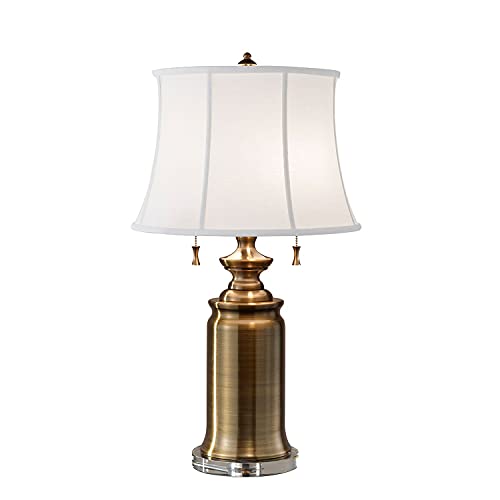 Licht-Erlebnisse Stylische Stehlampe JOHA in Messing Weiß Ø41cm 69cm 2xE27 Wohnzimmer Schlafzimmer Vintage Design Bodenlampe