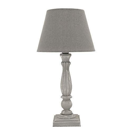 Grafelstein Tischleuchte VINTAGE GREY, Stehlampe Landhausstil Shabby Chic Deko Lampe E14, kabelgebunden, grau weiß gewischt