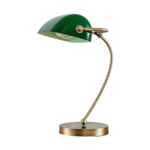 Lindby Tischlampe 'Selea' (Retro, Vintage, Antik) in Grün aus Glas u.a. für Wohnzimmer & Esszimmer (1 flammig, E27) - Tischleuchte, Schreibtischlampe, Nachttischlampe, Wohnzimmerlampe